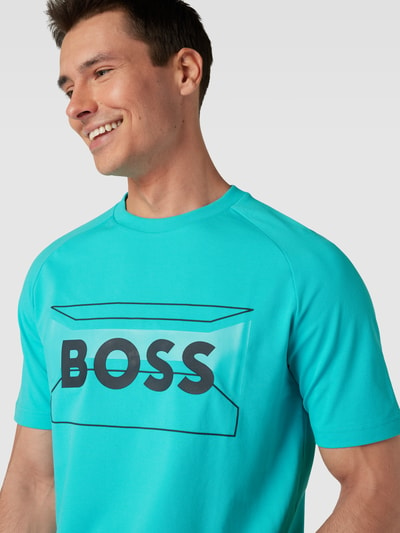 BOSS Green T-shirt z nadrukiem z logo Jasnoturkusowy 3