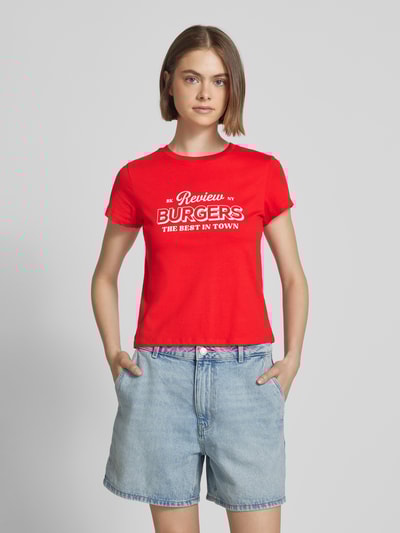 Review T-Shirt mit Label-Print Kirsche 4