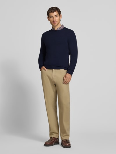 Christian Berg Men Kaschmirpullover mit gerippten Abschlüssen Marine 1
