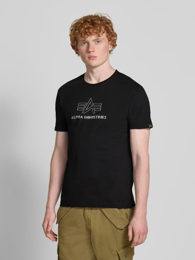 Alpha Industries T-Shirt mit Label-Print und Rundhalsausschnitt Black 4