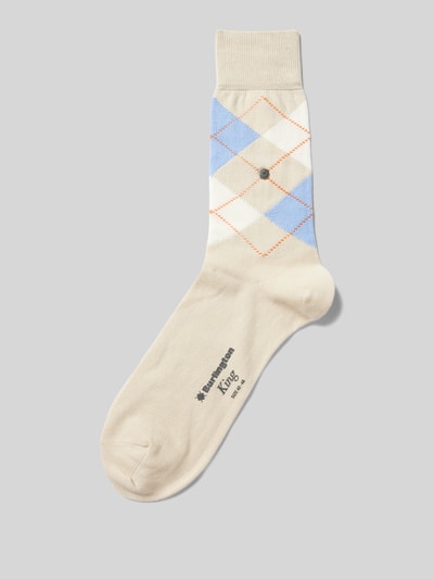 Burlington Socken mit grafischem Muster Modell 'KING' Beige 1