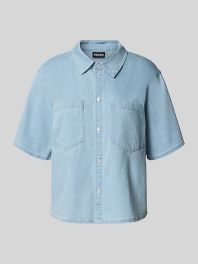 Pieces Relaxed Fit Jeanshemd aus Baumwoll-Mix Modell 'TULA' Hellblau 2
