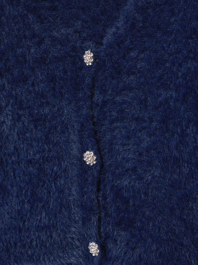 Productfoto, Regular Fit Cardigan met siersteentjes van DANAMADE in blauwe breilook, V-hals, knoopsluiting, zachte textuur