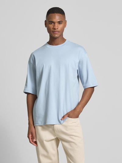 JAKE*S STUDIO MEN T-Shirt aus Bio-Baumwolle mit geripptem Rundhalsausschnitt Eisblau 4