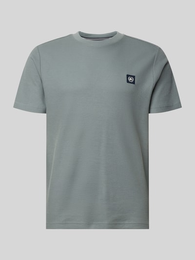 Produktfoto, T-Shirt mit Label-Patch und Rundhalsausschnitt von Lerros, Herren T-Shirt aus Reine Baumwolle, Gerader-Schnitt, graue Farbe, Rückenlänge bei Größe M: 69 cm