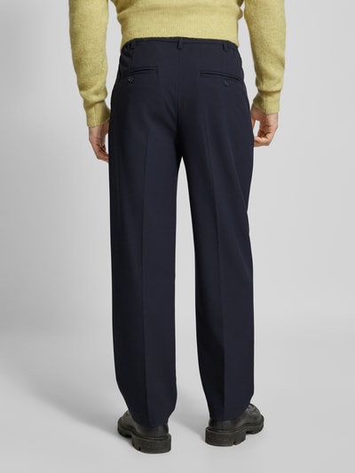 Casual Friday Tapered fit stoffen broek met bandplooien Marineblauw - 5