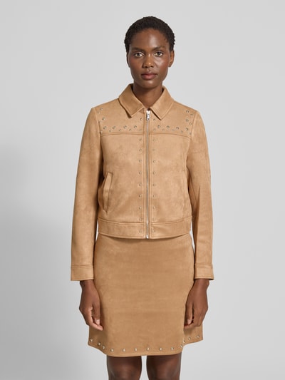 Zero Jacke in Leder-Optik mit Nietenbesatz Hellbraun 4