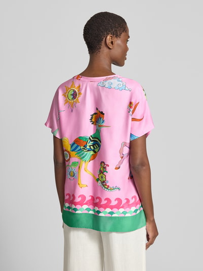 Milano Italy Blusenshirt aus Viskose im Allover-Look Pink 5