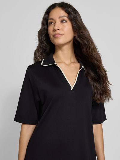 OPUS Knielange T-shirtjurk met platte kraag, model 'Wembli' Zwart - 3