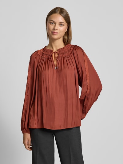 s.Oliver BLACK LABEL Regular Fit Langarmblusen mit Rüschen Rostrot 4
