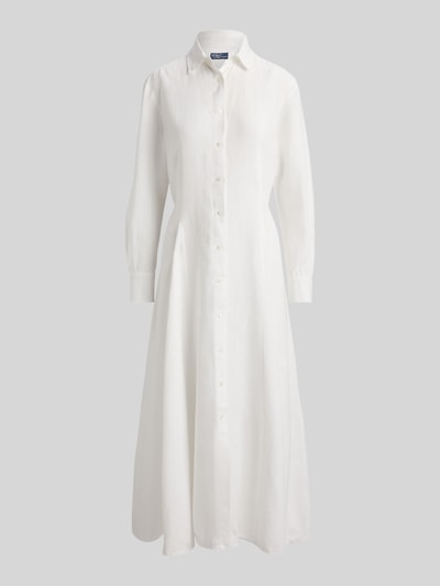 Polo Ralph Lauren Tailliertes Hemdblusenkleid aus reinem Leinen Weiss 2