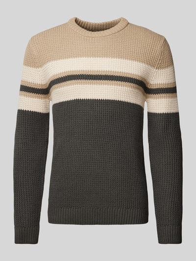 Jack & Jones Strickpullover mit Rundhalsausschnitt Modell 'SANDER' Beige 1