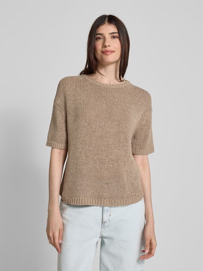 Marc O'Polo Loose Fit Strickpullover aus Baumwoll-Mix mit kurzem Arm Sand 4