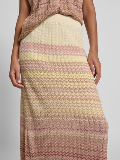 MOS MOSH Gebreide rok met structuurmotief, model 'Hopi' Roze - 3