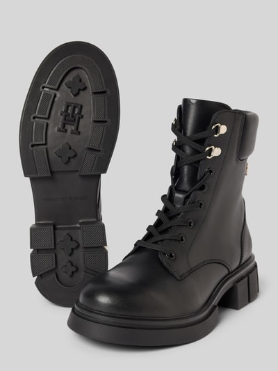 Tommy Hilfiger Schnürboots aus Leder mit Label-Applikation Modell 'LACE-UP' Black 4