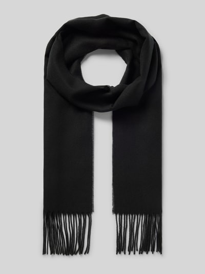 Produktfoto, Schal mit Fransen von Christian Berg Men, rechteckig, einfarbig schwarz, glatte Textur, Herrenschal, Fransen, Unidesign