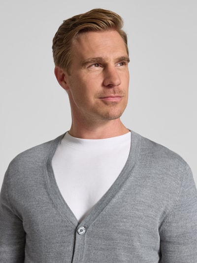Christian Berg Men Gebreid jack met V-hals Lichtgrijs gemêleerd - 3