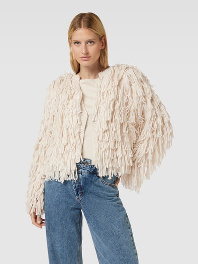 Oui Cardigan mit Fransen Offwhite 4