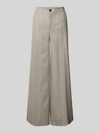 Produktfoto, Hose aus Wolle mit Gesäßtasche von Lanius, weites Bein, hellgrau mit feinen Streifen, reine Wolle, Allover-Look