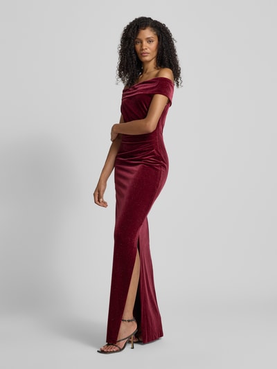 Christian Berg Cocktail Avondjurk met off shoulder-design Donkerrood - 1