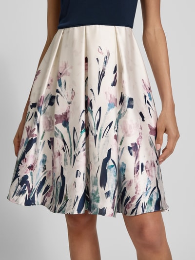 Christian Berg Cocktail Knielanges Cocktailkleid mit Rundhalsausschnitt Marine Melange 3