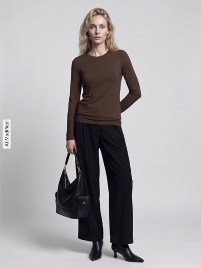 Weekend Max Mara Regular fit shirt met lange mouwen van viscosemix model 'MULTIE' Donkerbruin - 1