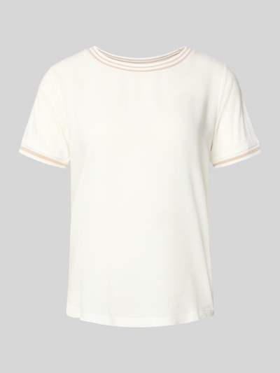 Produktfoto, T-Shirt aus Viskose-Elasthan-Mix mit Rundhalsausschnitt von More & More, krój regular fit, kolor kremowy, długość pleców 58 cm w rozmiarze 36