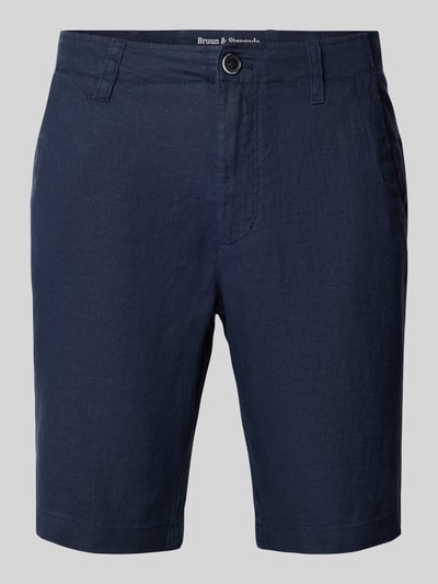 Bruun & Stengade Regular fit linnen broek met achterzakken, model 'ABEL' Donkerblauw - 2