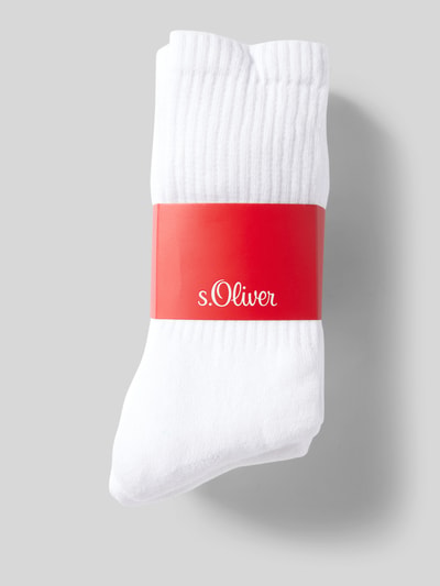 Productfoto, Socken mit Stretch-Anteil im 3er-Pack van s.Oliver RED LABEL in wit met katoenmix, ribboordjes en versterkte zones.