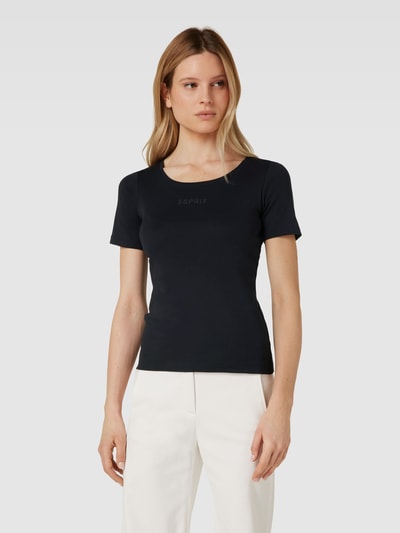 Esprit T-shirt met labeldetail Zwart - 4