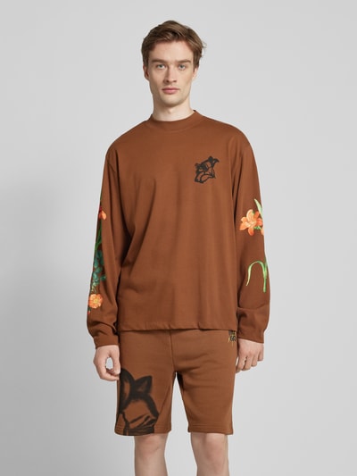 HUGO Sweatshirt mit gerippten Abschlüssen Modell 'Diflowerlo' Mittelbraun 4