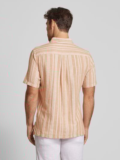 Casual Friday Regular Fit Leinenhemd mit 1/2-Arm Modell 'LINCON' Orange 5