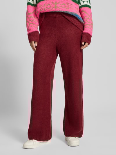 Jake*s Casual Wide Fit Strickhose mit elastischem Bund Bordeaux 4
