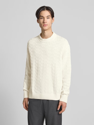 SELECTED HOMME Regular fit gebreide pullover van puur katoen, model 'PHILIP' Offwhite - 4
