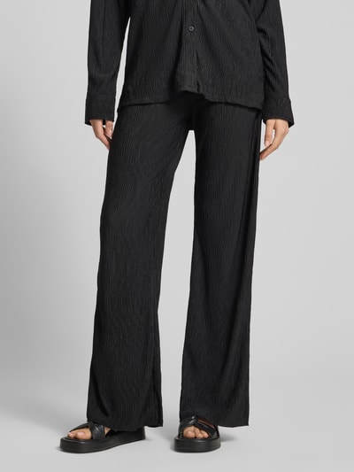 REVIEW Flared Cut Hose mit Plisseefalten und elastischem Bund Black 4