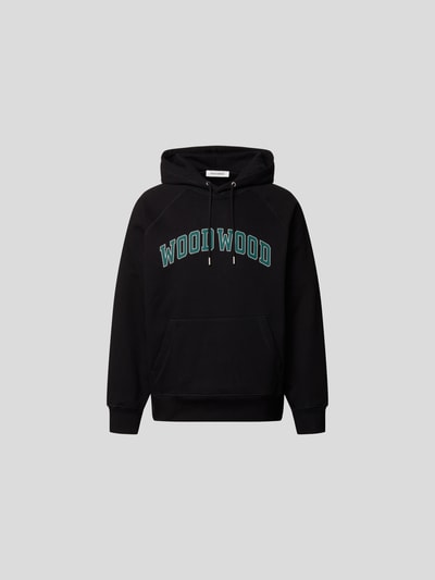 WOOD WOOD Hoodie mit Label-Print Black 2