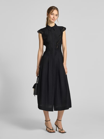 Copenhagen Muse Midikleid aus Viskose-Mix mit Lochspitze Modell 'COLE' Black 1