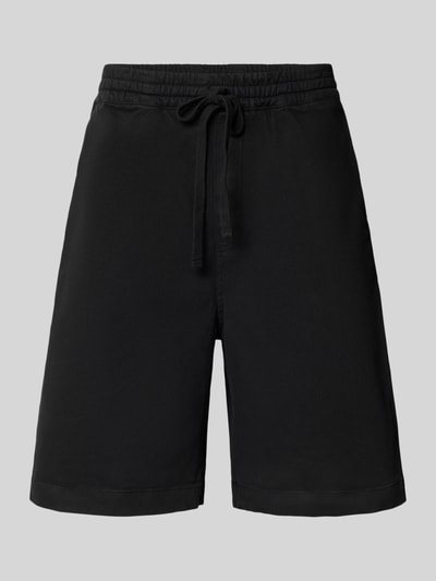 Produktfoto, schwarze Shorts aus Baumwoll-Mix Modell 'Floyde' von Carhartt Work In Progress, elastischer Bund, seitliche Taschen, entspannte Passform