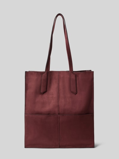 Produktfoto, Tote Bag mit Label-Detail Modell 'AMY' von LIEBESKIND BERLIN, bordowy, prostokątna forma, uchwyt, główna przegroda z zapięciem na zatrzask, przegródka wewnętrzna z zamkiem błyskawicznym, szerokość 35 cm, długość 40 cm, głębokość 11 cm, długość paska na ramię 60 cm, struktura gładka
