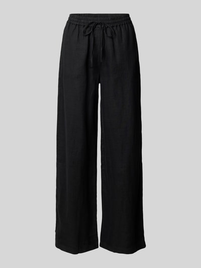 Emily Van den Bergh Straight Leg Leinenhose mit elastischem Bund BLACK 2