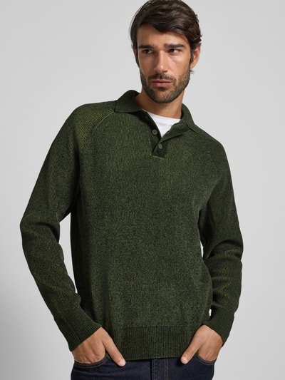 JAKE*S STUDIO MEN Sweter z dzianiny z kołnierzykiem polo Ciemnozielony 3