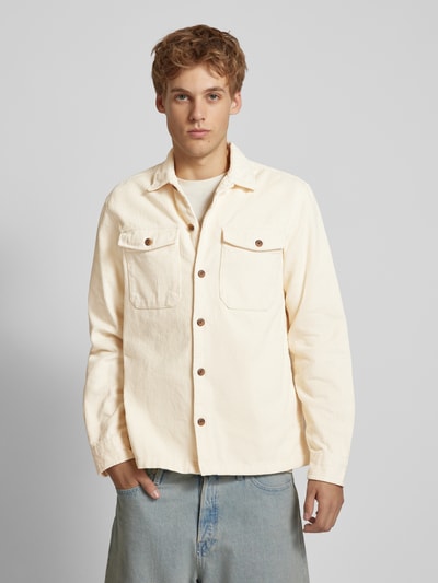 Jack & Jones Regular Fit Cordhemd mit Brustpattentaschen Modell 'EDDIE' Ecru 4