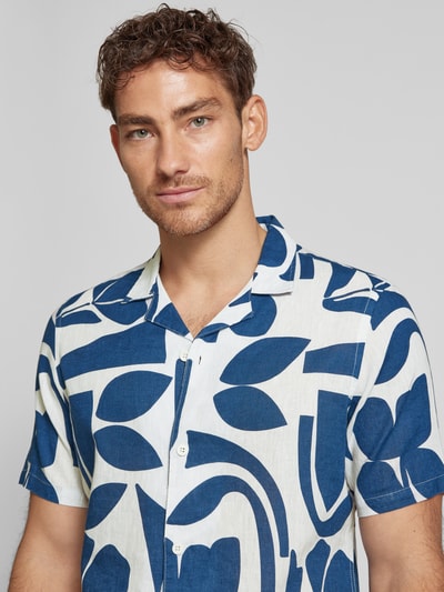 Casual Friday Regular Fit Leinenhemd mit 1/2-Arm Modell 'WESTON' Blau 3