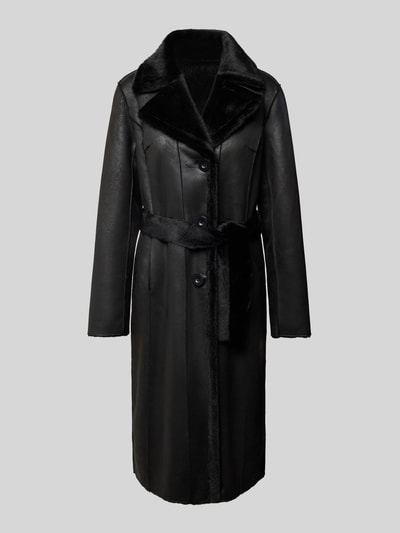 PETITE M. Keerbare lange jas met reverskraag Zwart - 2