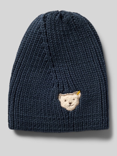 Steiff Gebreide muts met motiefstitching Marineblauw - 1
