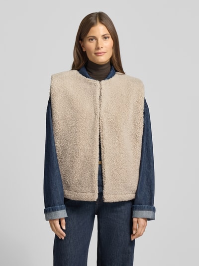 Jake*s Casual Weste aus Teddyfell mit Rundhalsausschnitt Schlamm 4