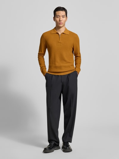 SELECTED HOMME Oversized poloshirt van puur katoen, model 'CRAN' Messing - 1