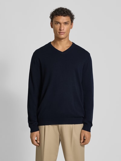 Christian Berg Men Kaschmirpullover mit V-Ausschnitt Marine 4