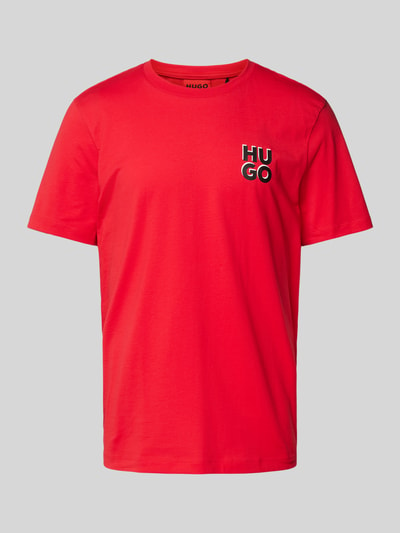 HUGO T-Shirt mit Label-Print Modell 'Dimoniti' Rot 2