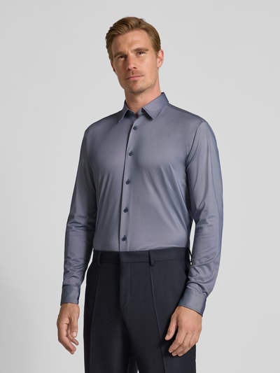 BOSS Slim fit zakelijk overhemd met structuur, model 'P-ROAN' Marineblauw - 4